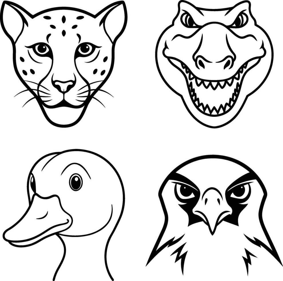 Fierce and Bold Animal Head Illustrations for Creative Designs vector