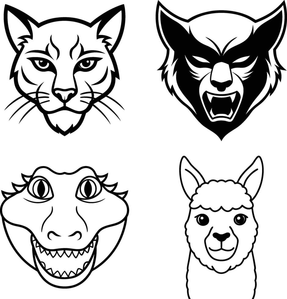 Fierce and Fun Animal Head Illustrations for Bold Designs vector