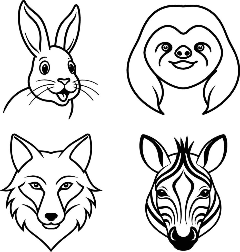 Cute and Wild Animal Head Illustrations for Creative Designs vector