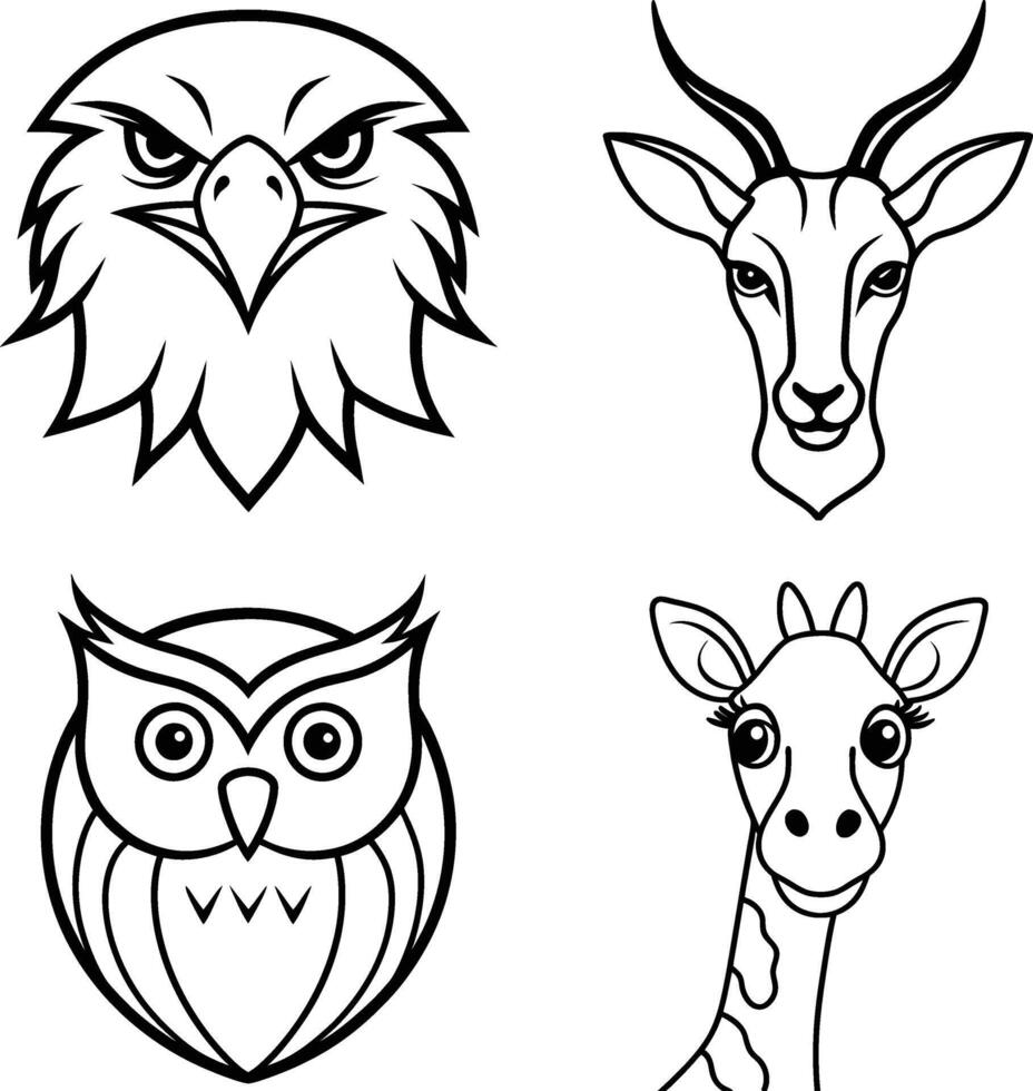 Unique Animal Head Illustrations Featuring Birds and Wildlife vector