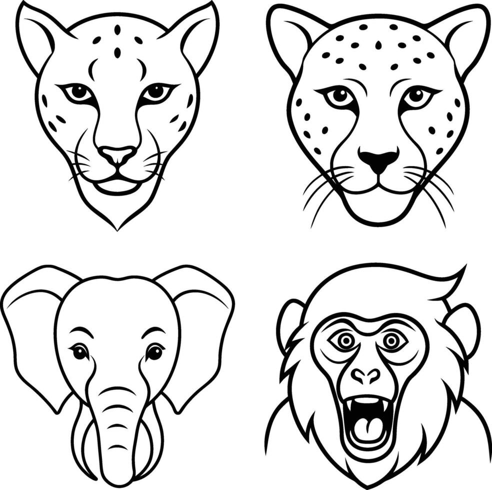 Wild Animal Head Illustrations for Bold and Unique Designs vector