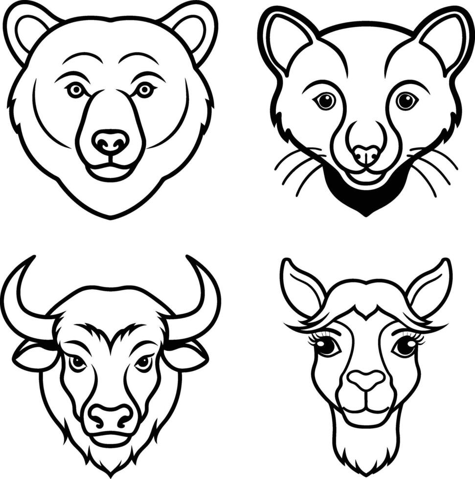 Wild Animal Head Illustrations for Unique Design Projects vector