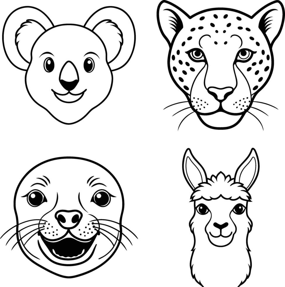 Cute Animal Head Illustrations for Fun and Creative Designs vector