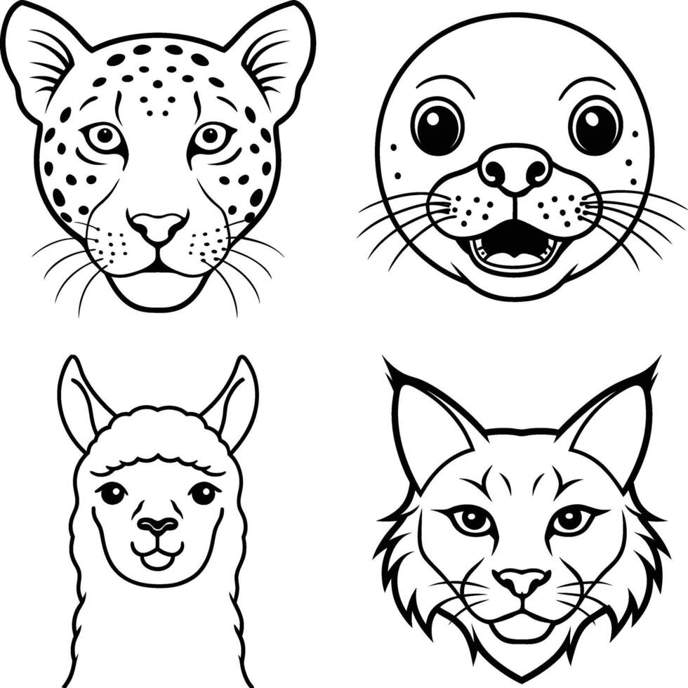 Cute and Fierce Animal Head Illustrations for Creative Designs vector