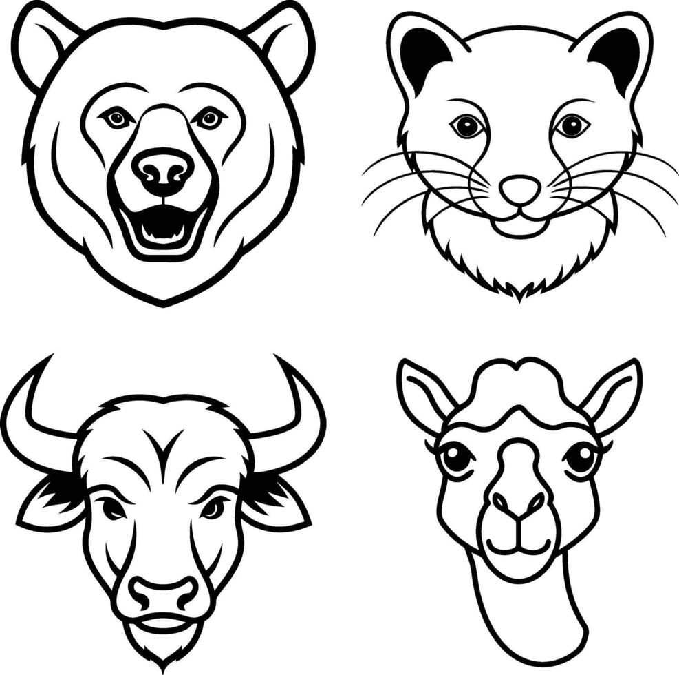 Animal Head Illustrations Featuring Wild Mammals and Creatures vector