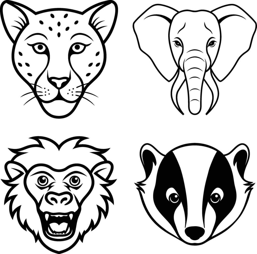 Wild Animal Head Illustrations for Bold and Playful Designs vector