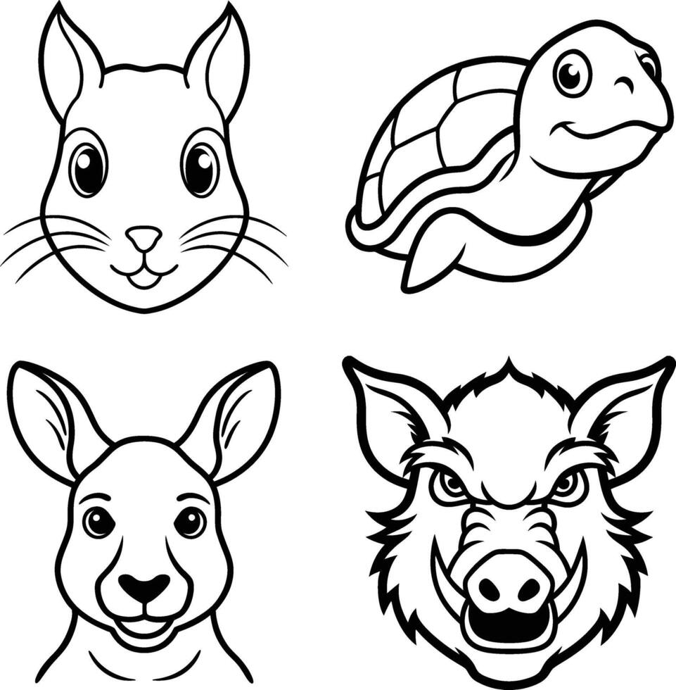 Playful and Bold Animal Head Illustrations for Fun Designs vector