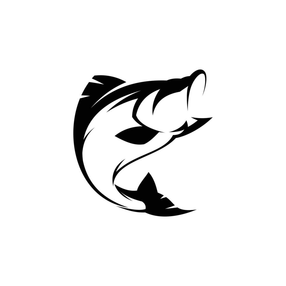 Fish jumping without eyes illustrator logo design vector
