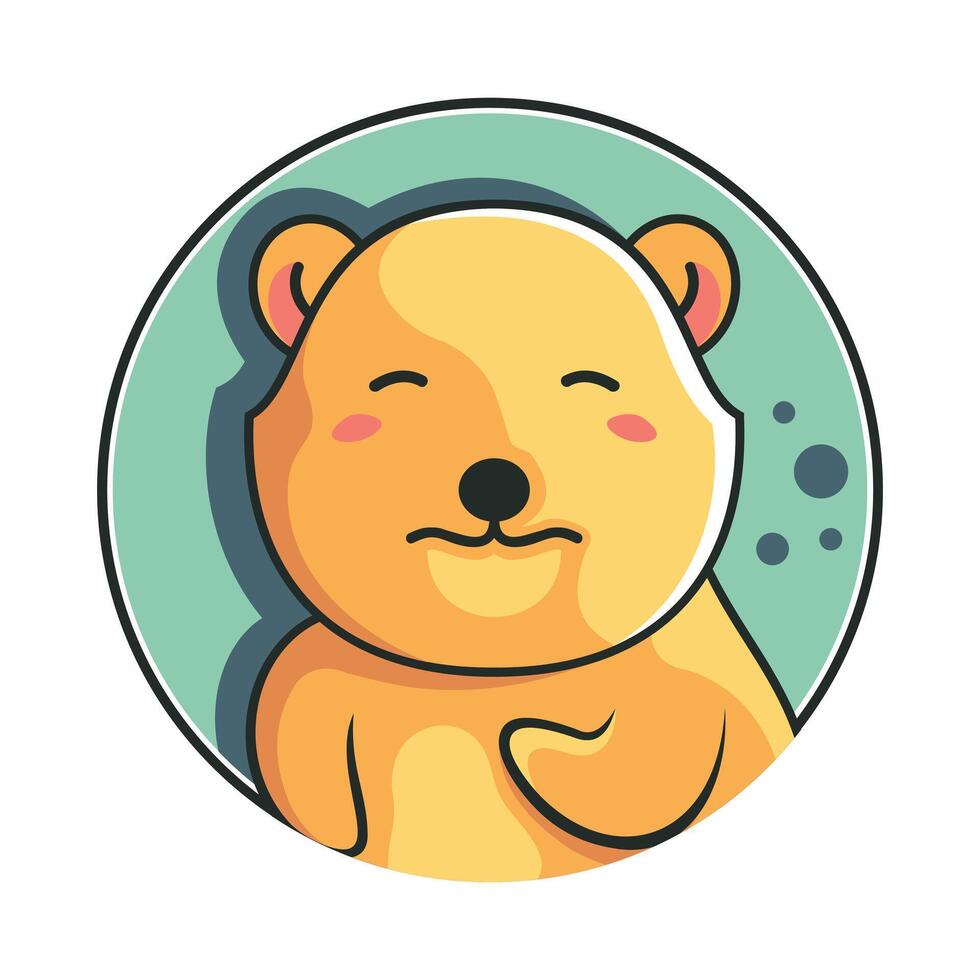 Cute beaver head with shy smile is inside the circle illustration logo design vector