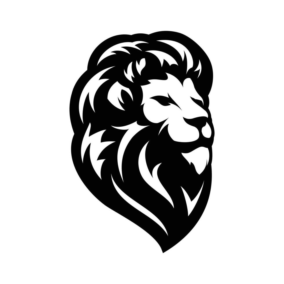 Lion head facing sideways with neat mane illustrator logo design vector