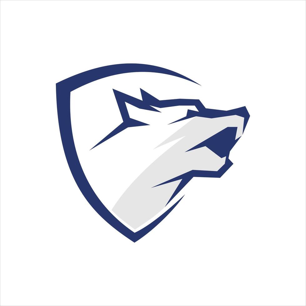 Roaring wolf in shield illustrator logo design vector