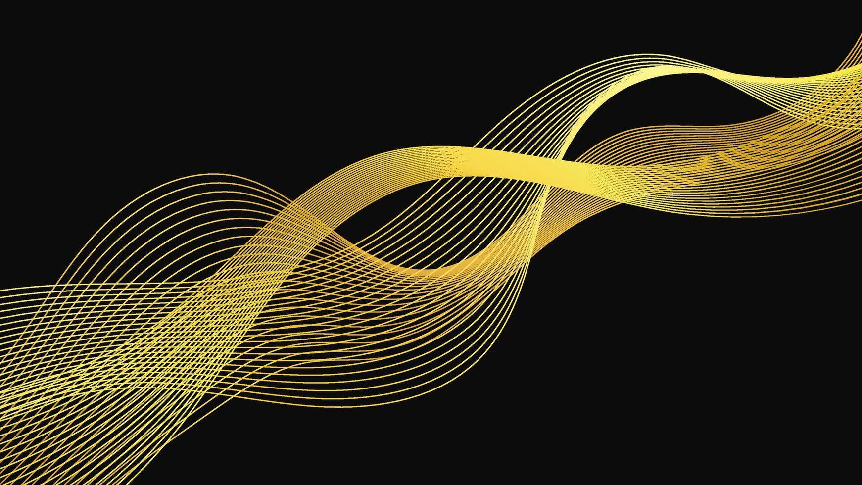 Abstract backdrop with luxury golden waves on dark background. Modern technology background vector