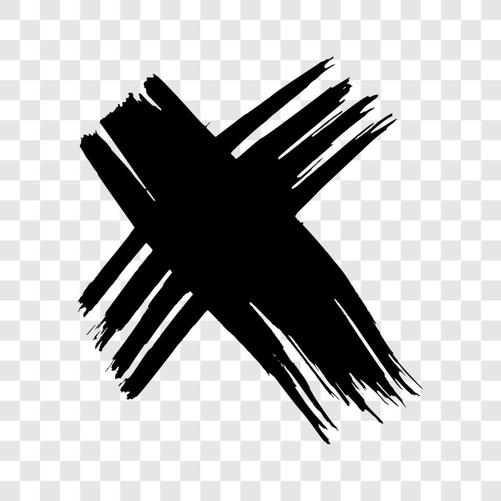 Hand drawn brush cross symbol. Black sketch cross symbol on background. illustration vector