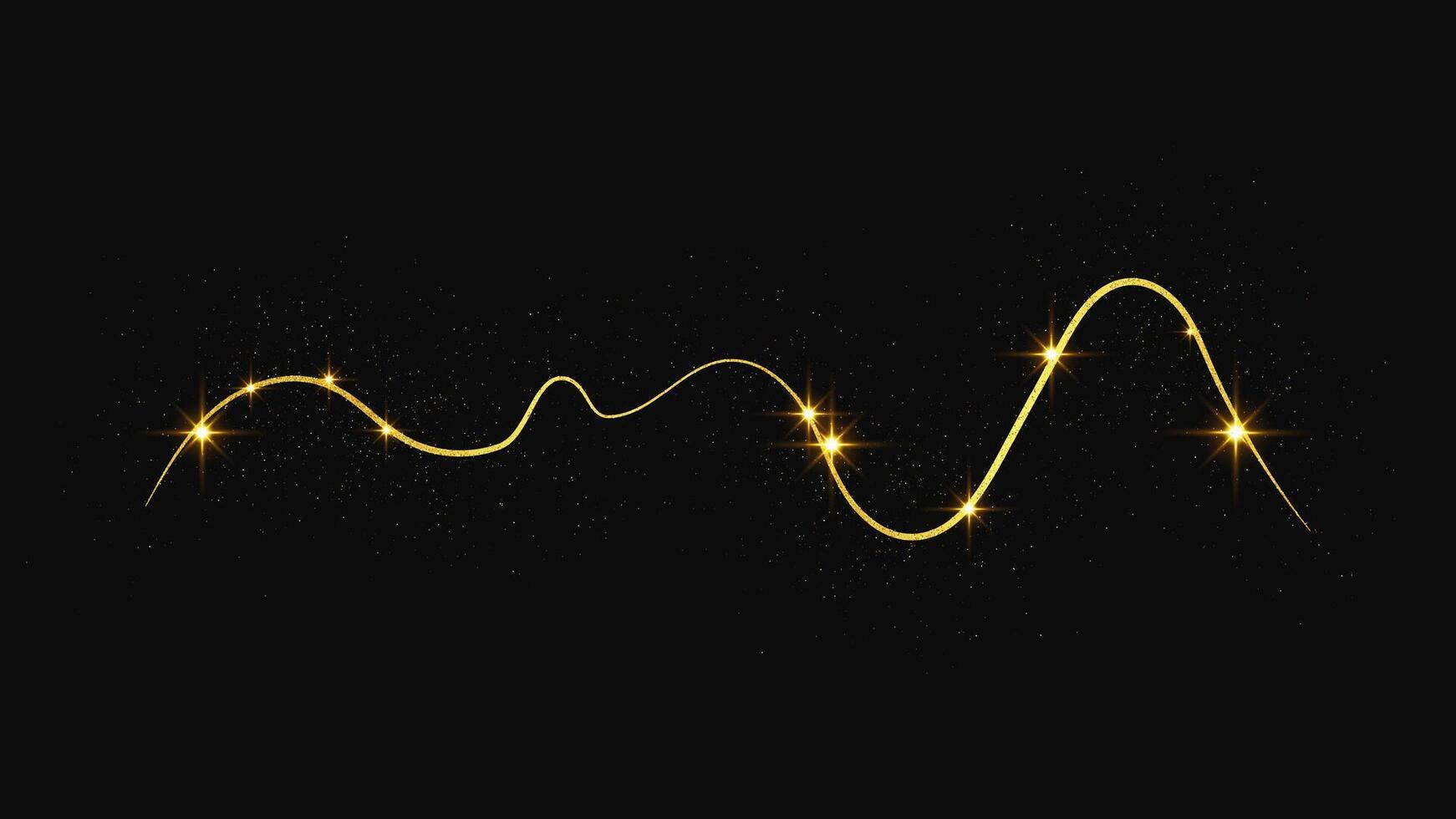 Gold glittering confetti wave and stardust. Golden magical sparkles on background vector