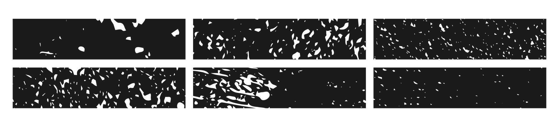 Set of black grunge banner. Abstract grainy blanks in rectangle form on background. illustration vector