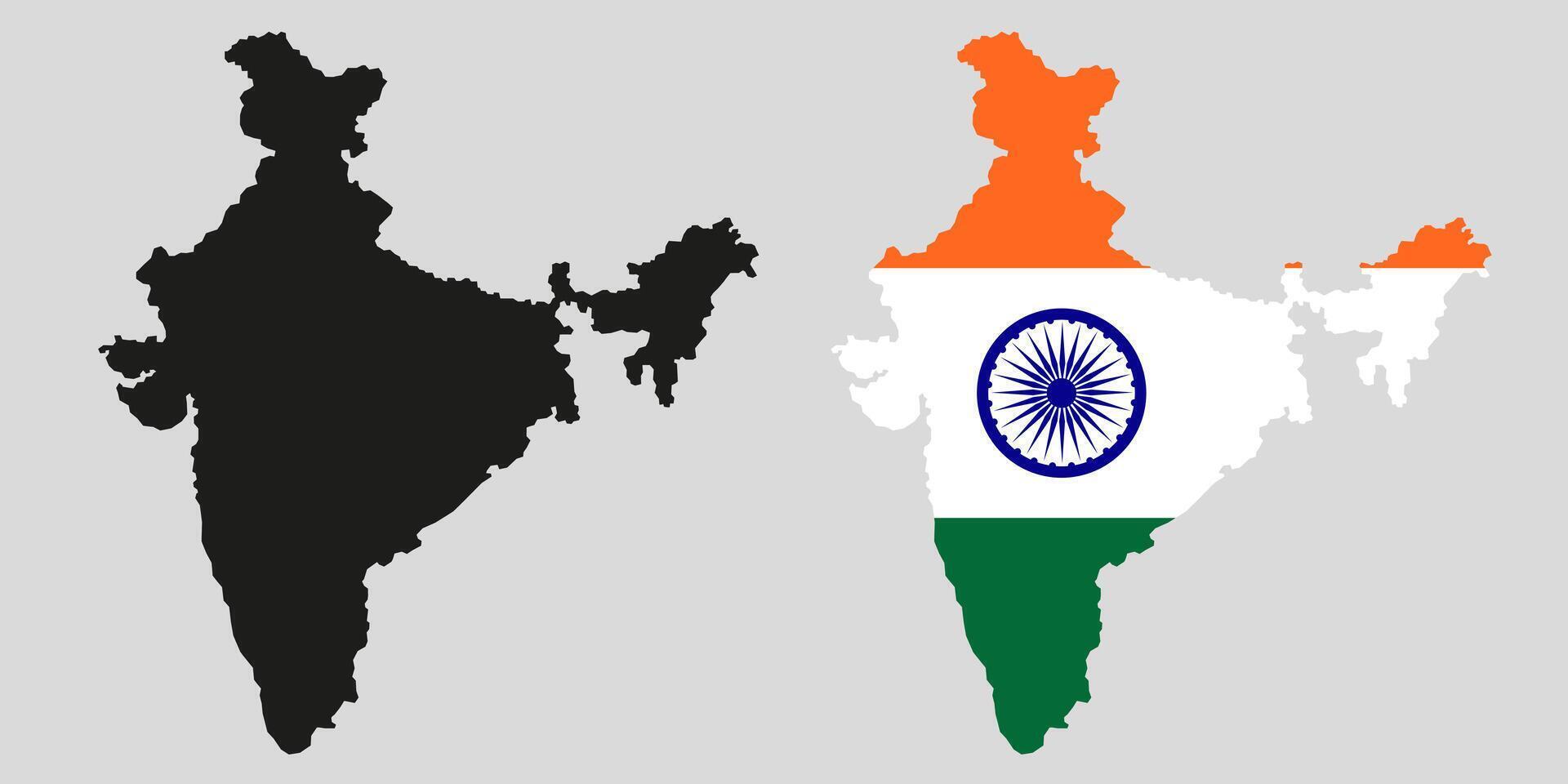 Indian statehood. Image of the Indian flag. Flag along the contour of the territory of India. vector