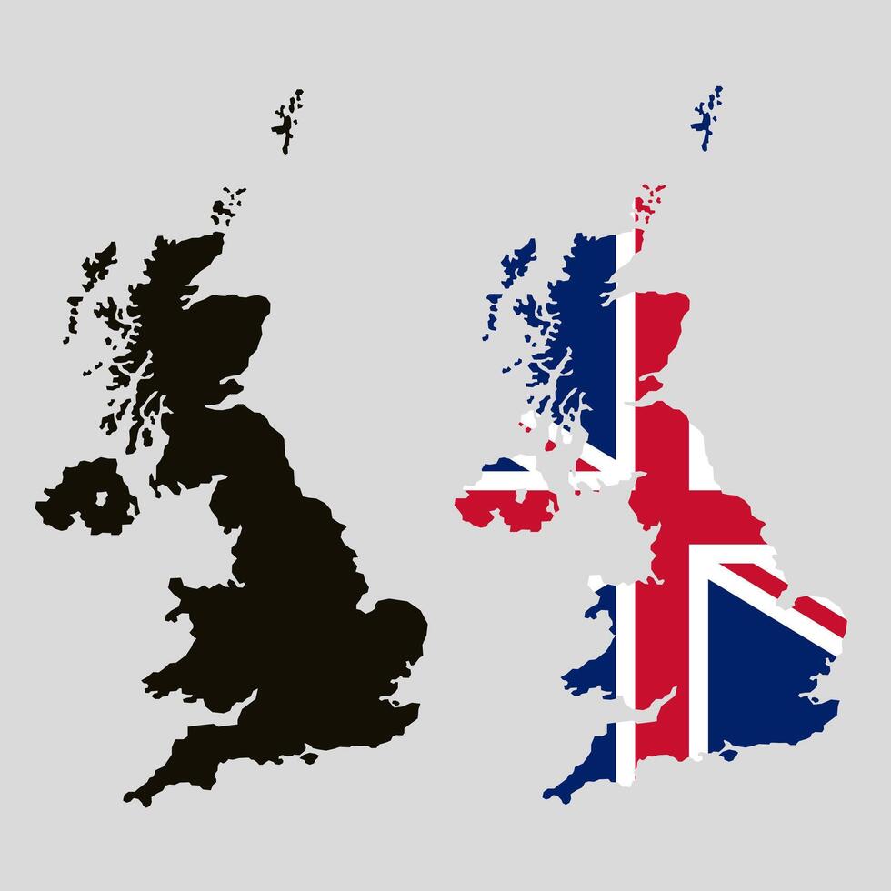 Territory of Great Britain. Image of the British flag. British flag along the contour of the territory of Great Britain. vector