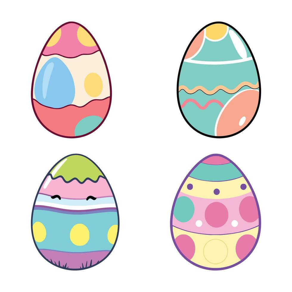 Set of Four Colorful Easter Eggs for Spring and Holiday Designs vector