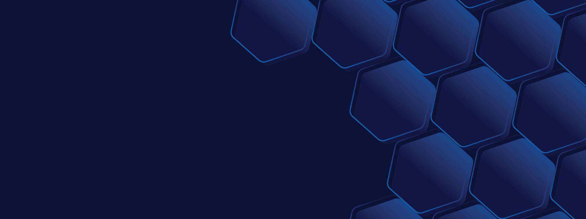 dark blue background with abstract geometric hexagonal shapes, digital art style vector