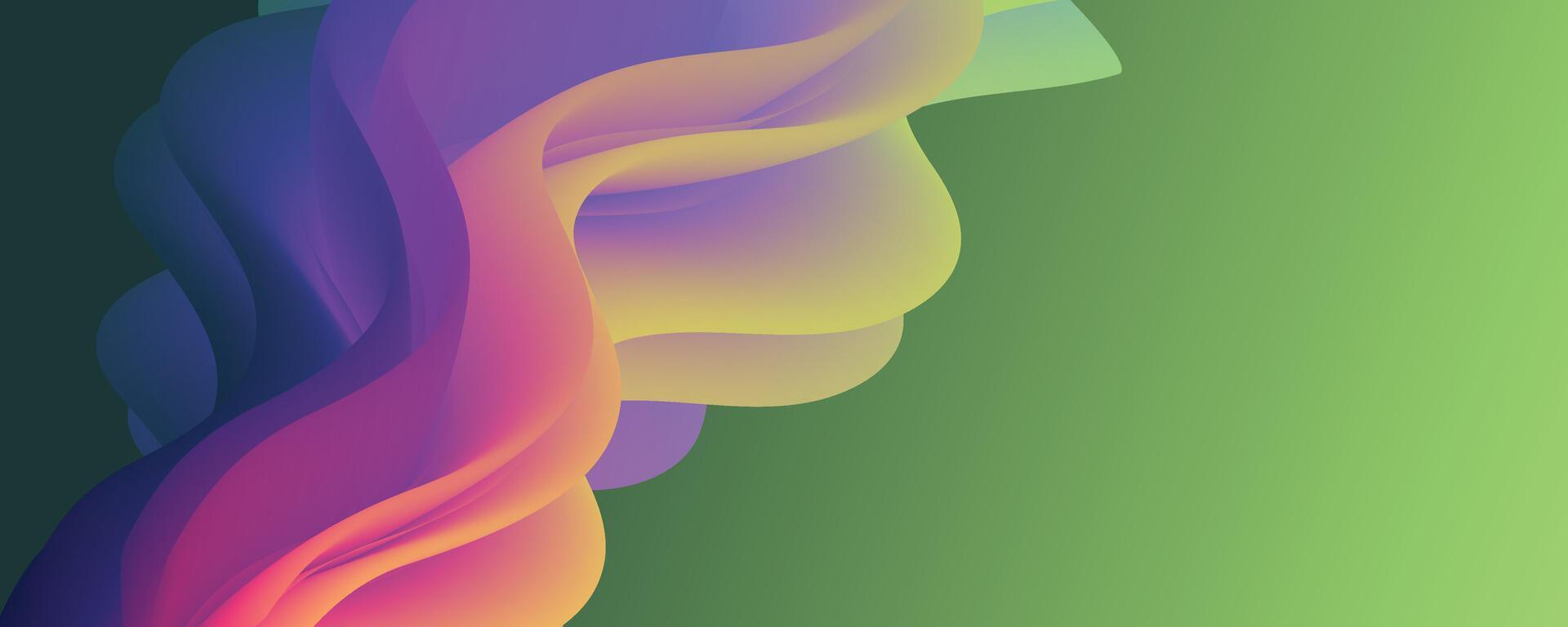 green and purple abstract flowing gradient shapes with soft digital texture, modern design vector