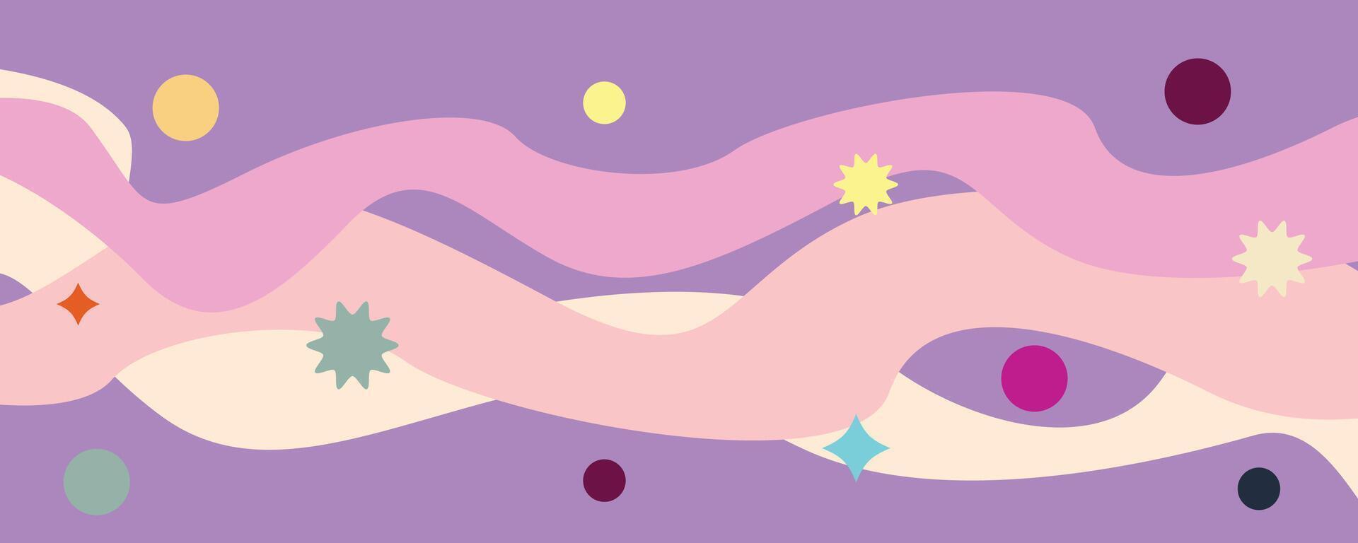 pastel purple abstract waves with playful dot elements, dynamic digital art style vector