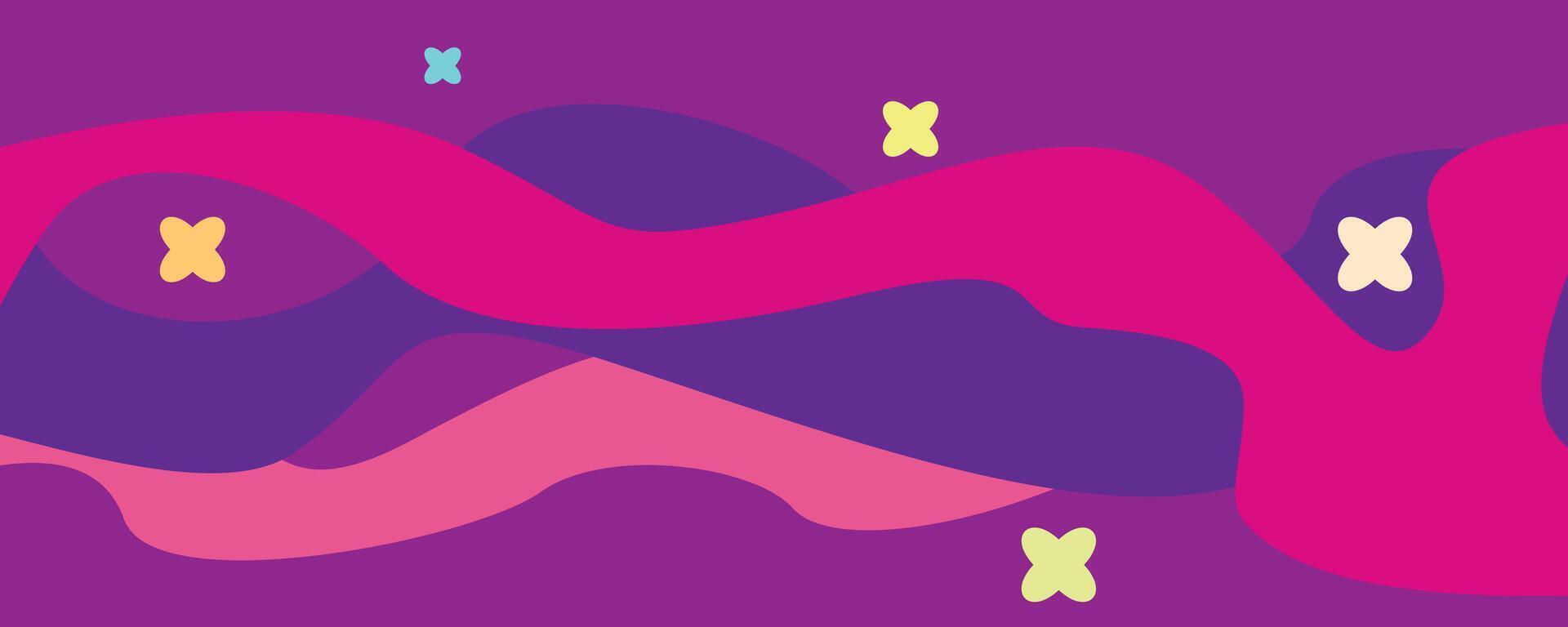 bold purple waves with contrasting pink accents and stars, creative digital design vector