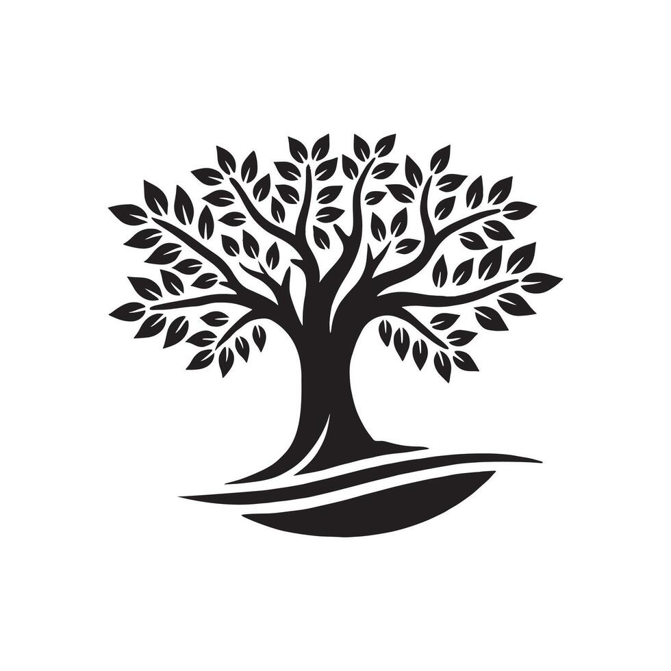 an olive tree logo with leaves and branches vector