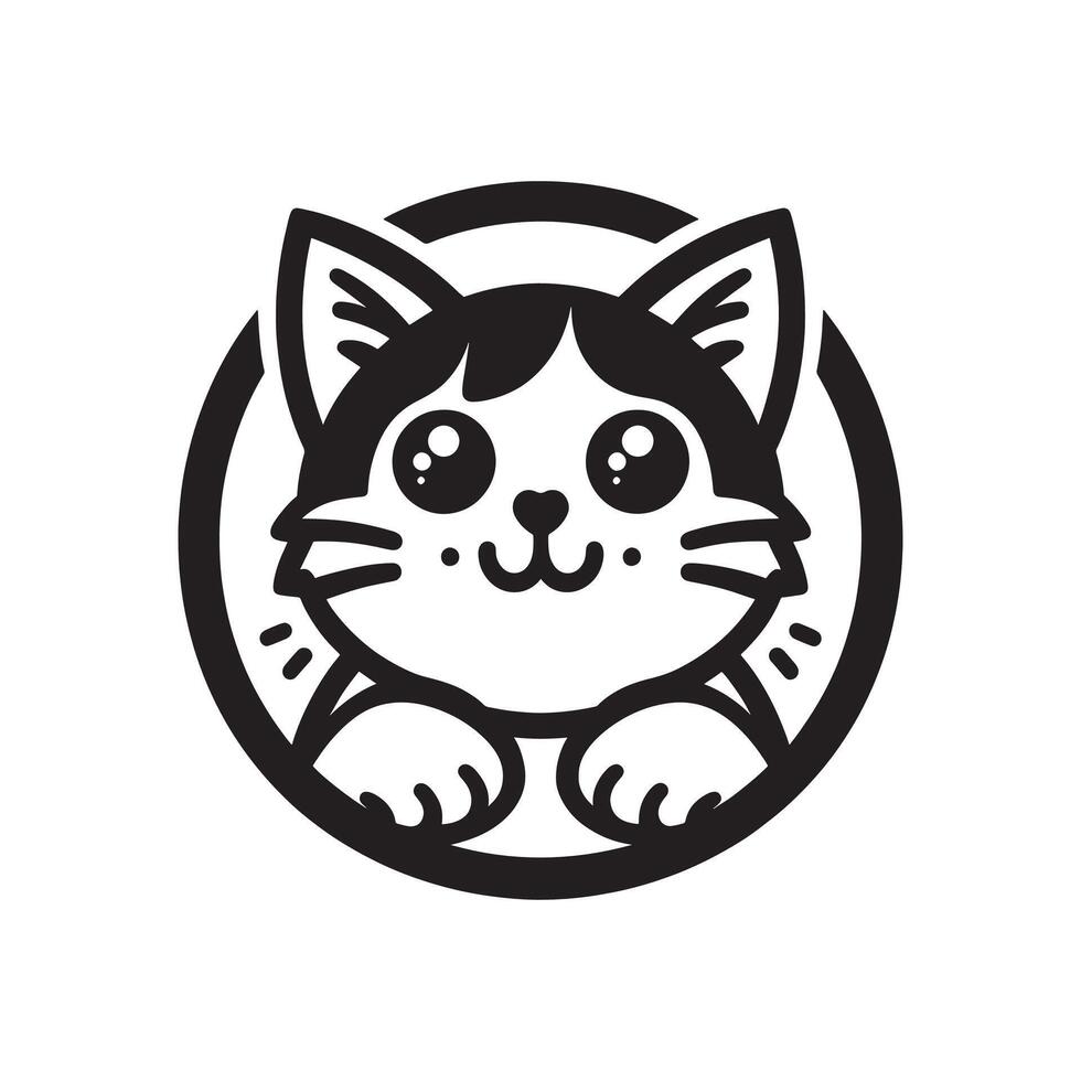 a black and white logo of a cat vector