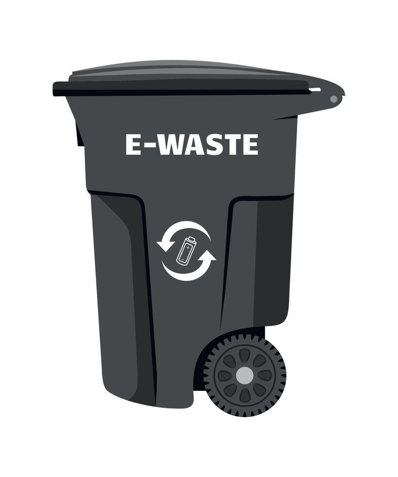 plastic trash bin for electronics black on white background vector