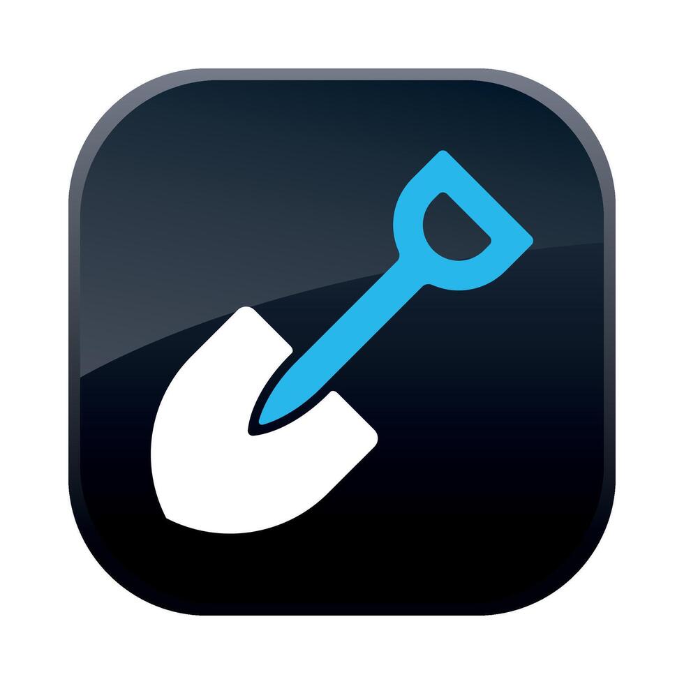 square black construction icon with shovel on white background vector