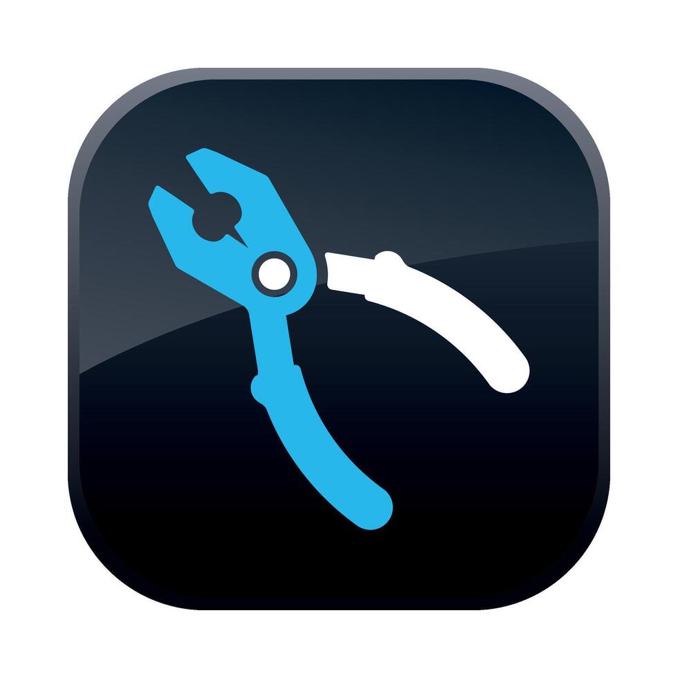 square black construction icon with pliers on white background vector