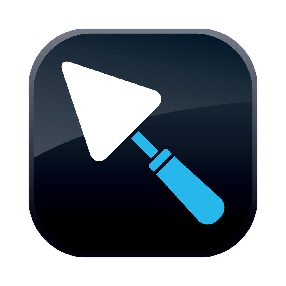 square black construction icon with a paint trowel on a white background vector