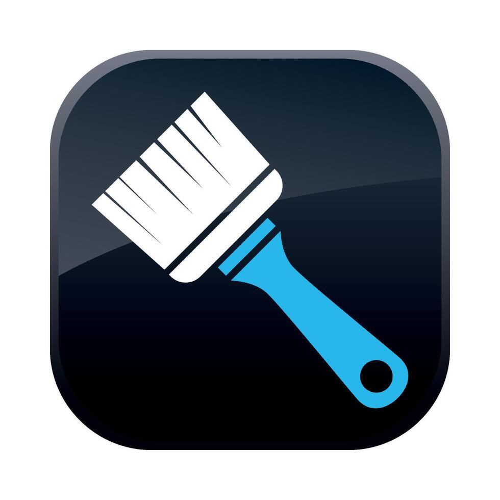 square black construction icon with paint brush on white background vector