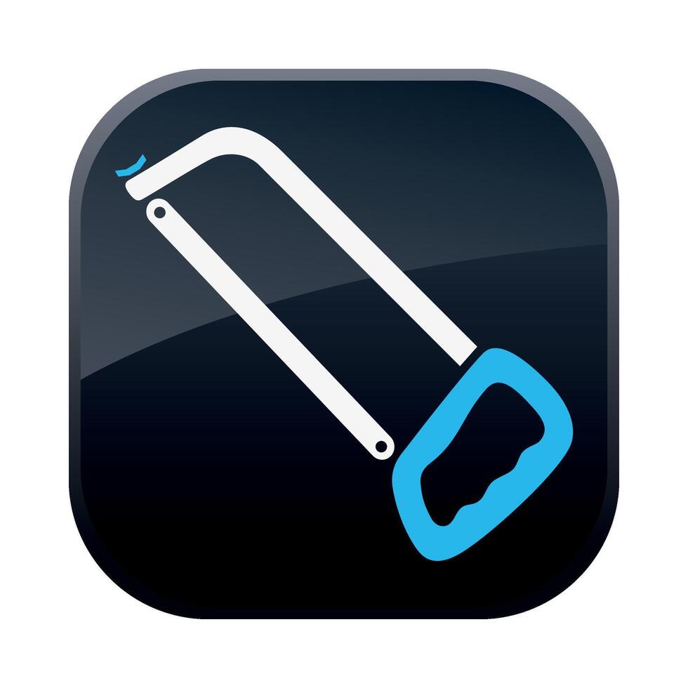 square black construction icon with metal saw on white background vector