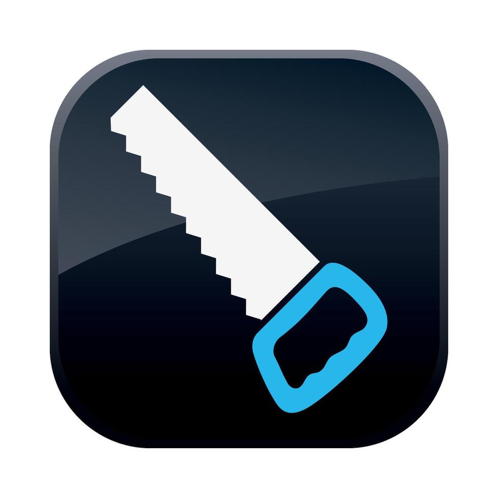square black construction icon with wood saw on white background vector