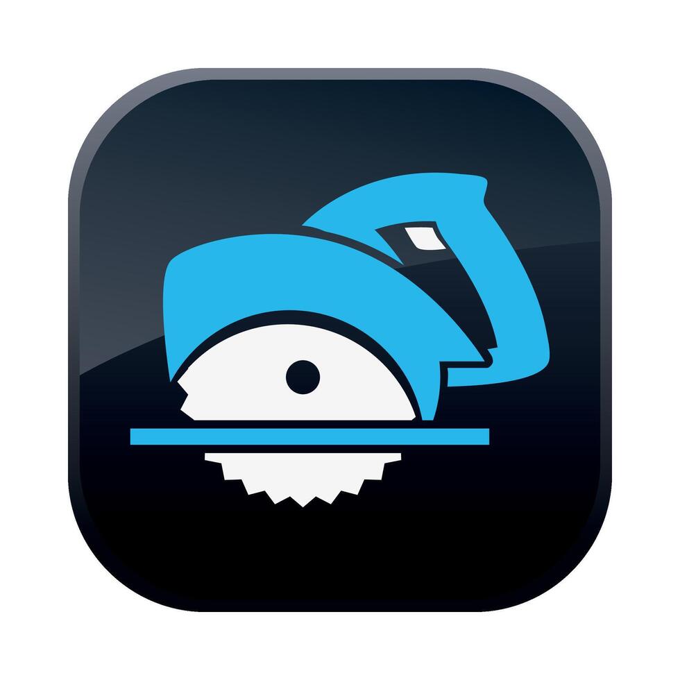 square black construction icon with circular saw on white background vector