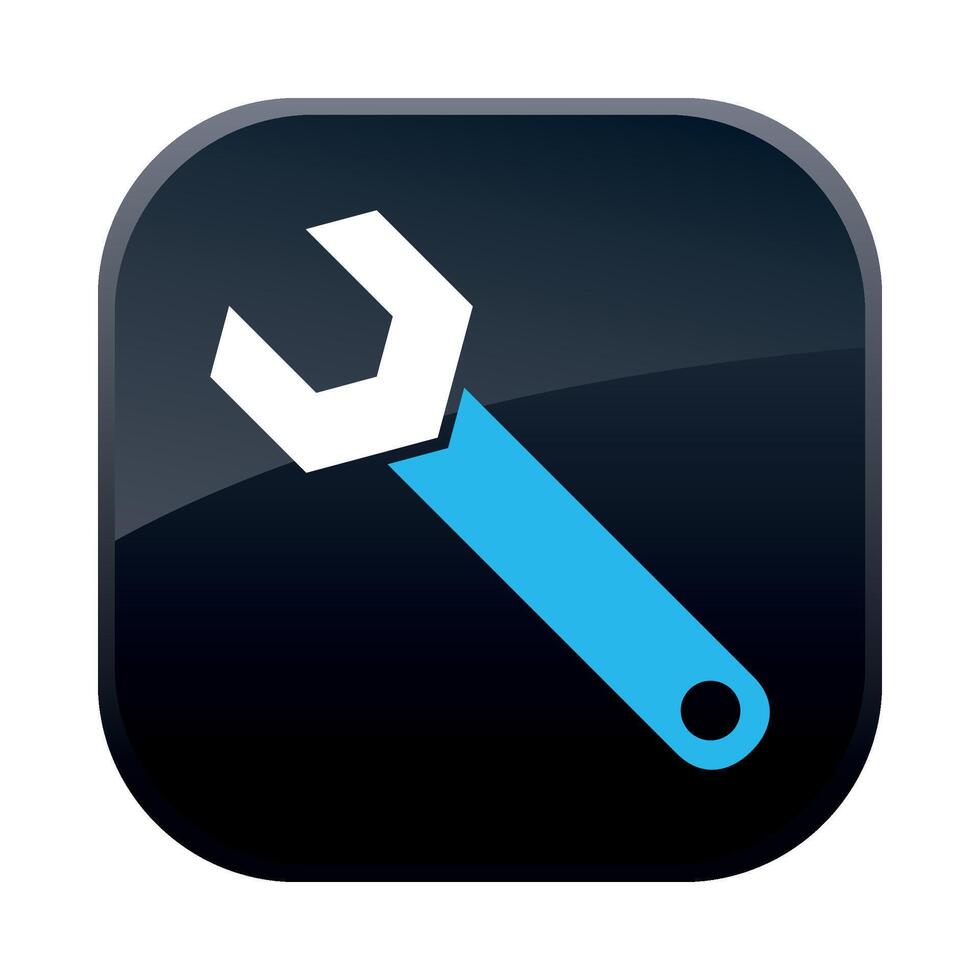 square black construction icon with wrench on white background vector