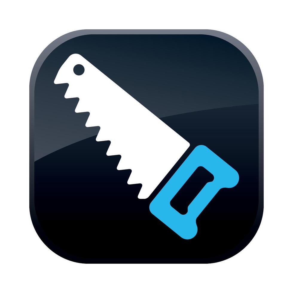 square black construction icon with saw on white background vector
