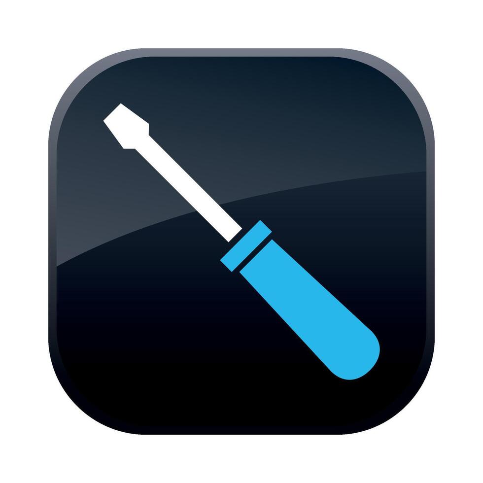 square black construction icon with screwdriver on white background vector