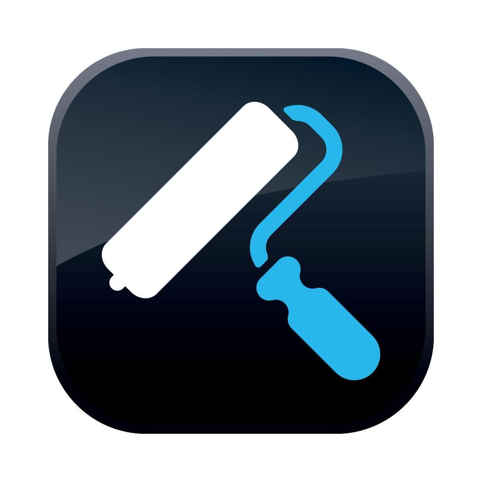square black construction icon with paint roller on white background vector