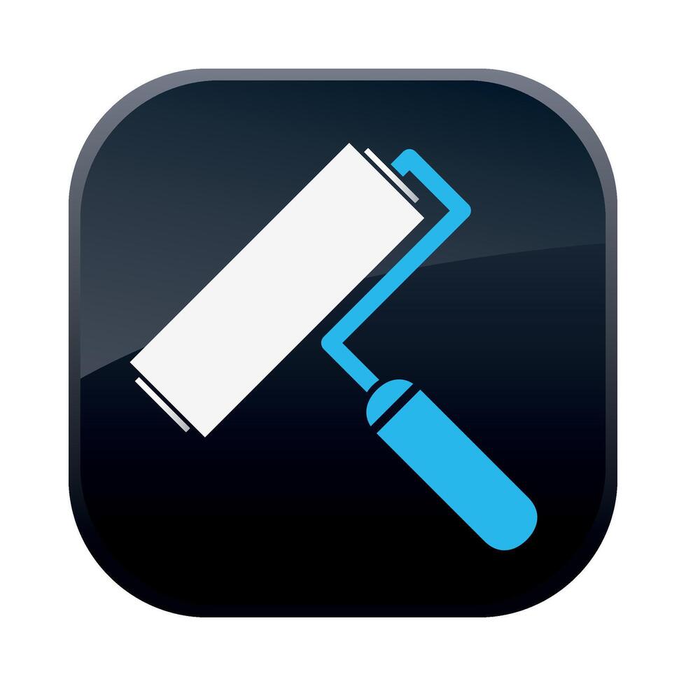 square black construction icon with a construction roller on a white background vector
