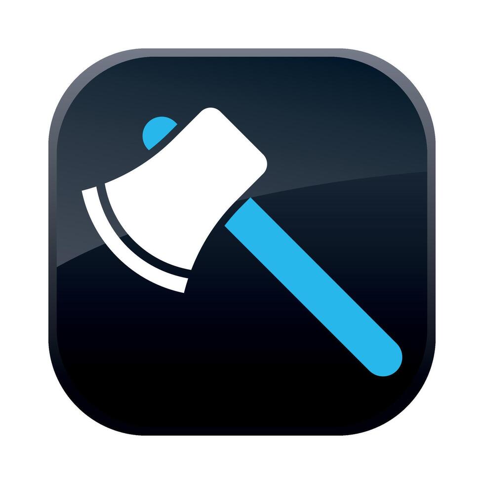 square black construction icon with an axe on a white background vector