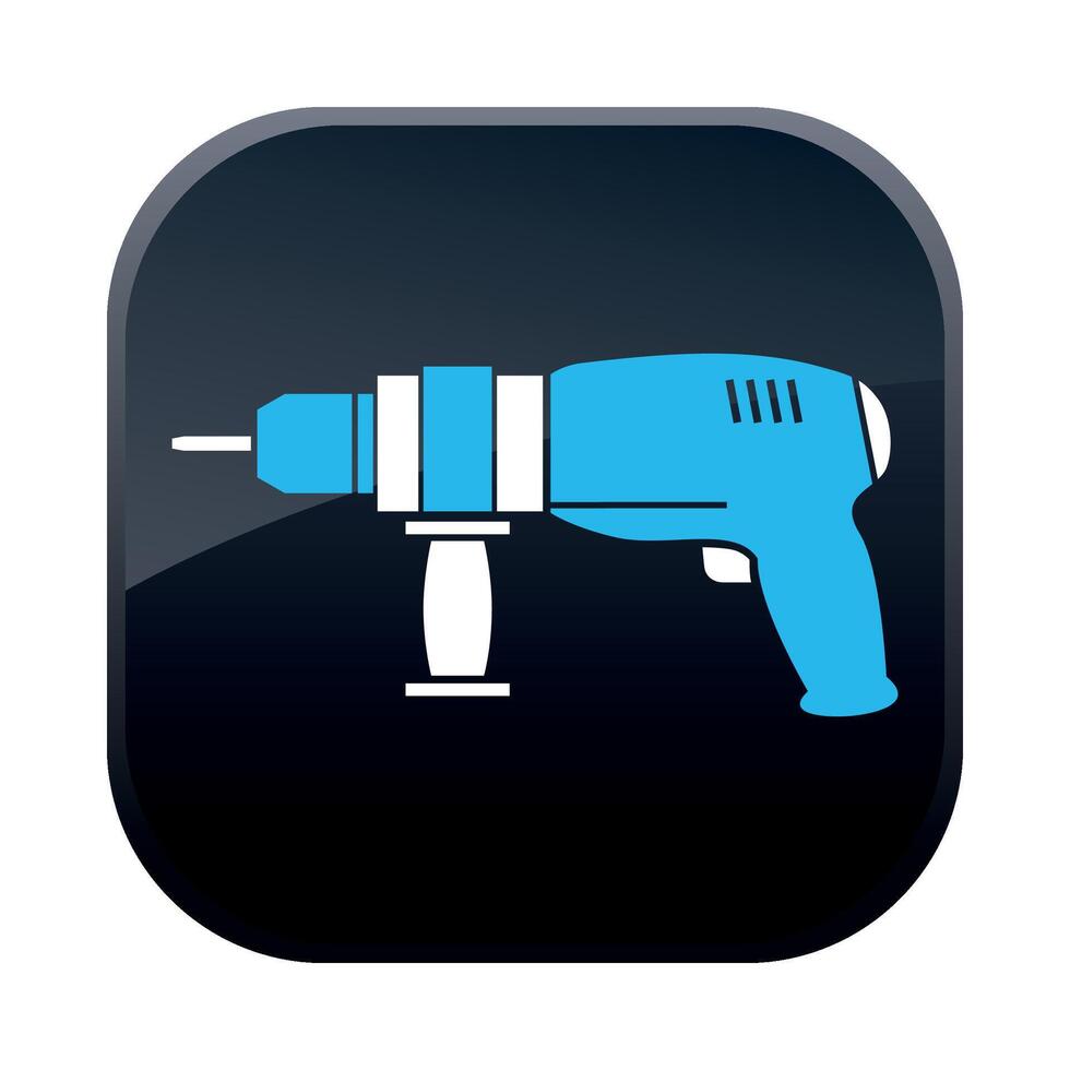 square black construction icon with drill screwdriver on white background vector