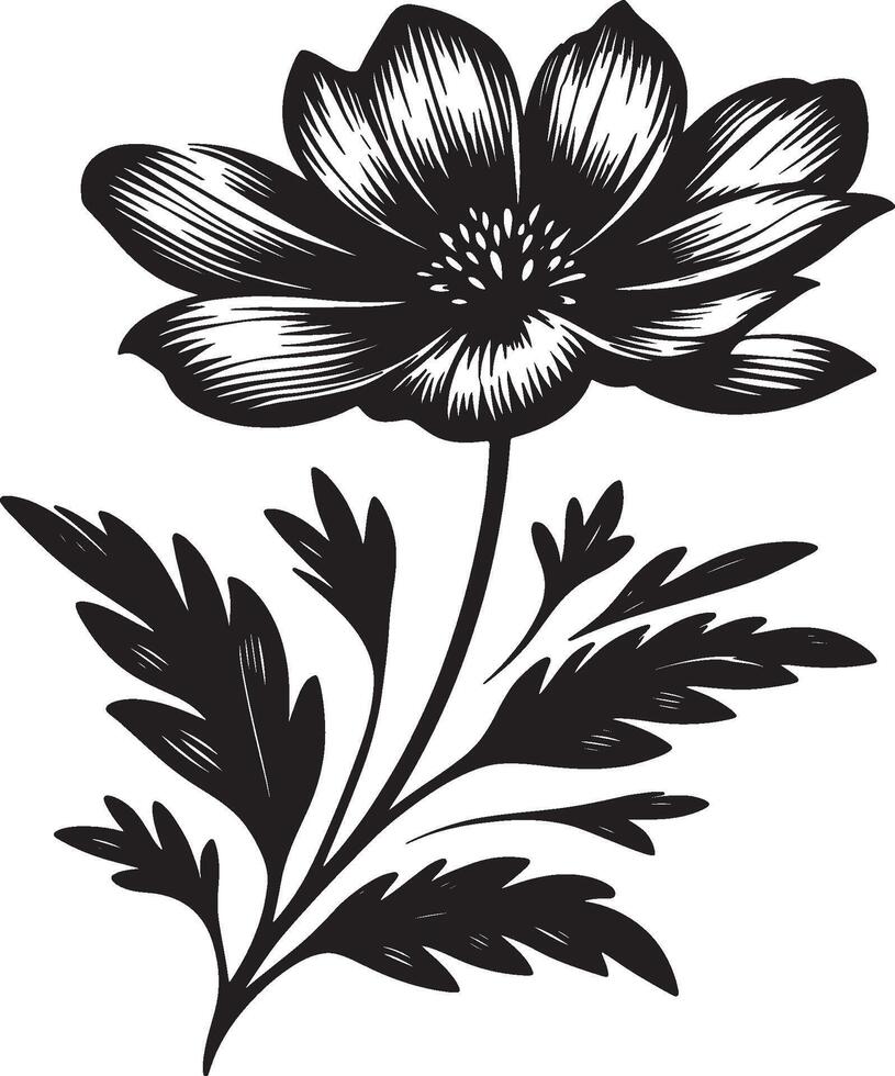 Minimalist Black Flower Silhouette Artwork vector