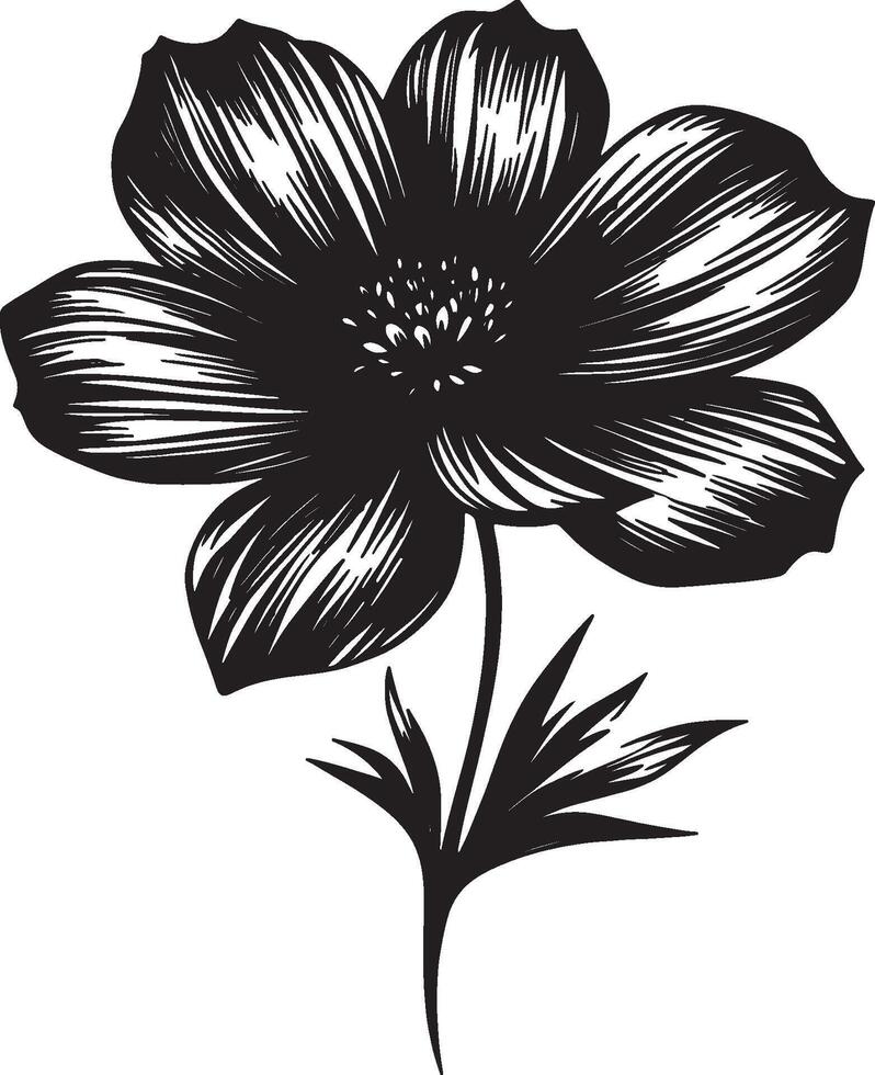 Classic Flower Silhouette for Invitations vector