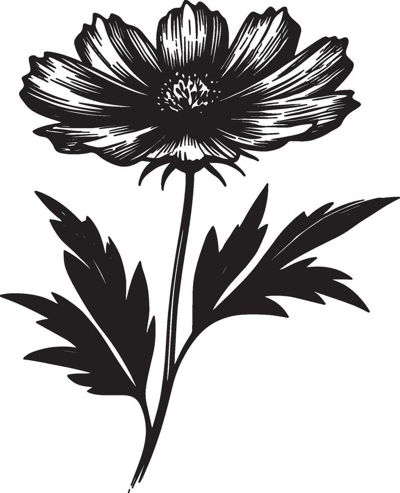 Minimalist Black Flower Silhouette vector