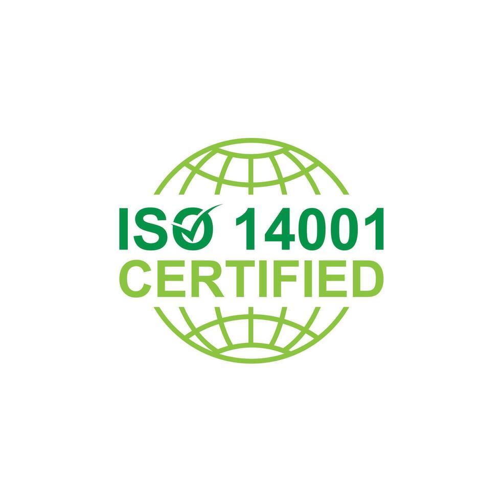 ISO 14001 certified label template emblem vector