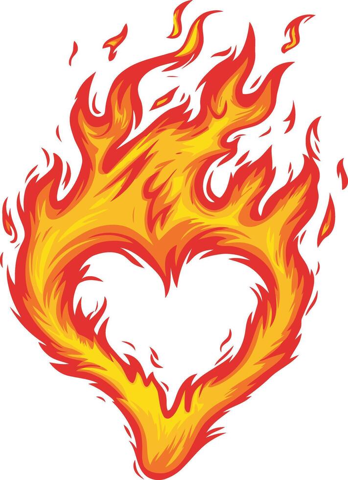 Heart with fire in the shape of a heart vector