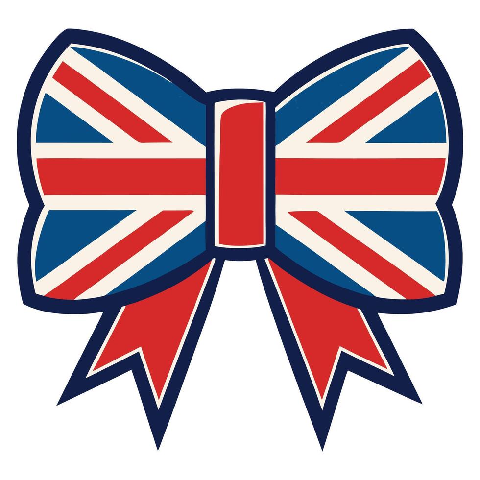 A union jack bow with a flag on it vector