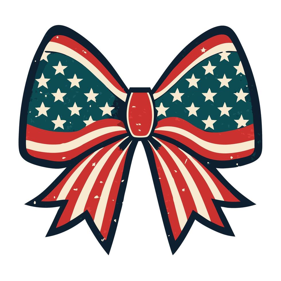 An american flag bow with stars on it vector